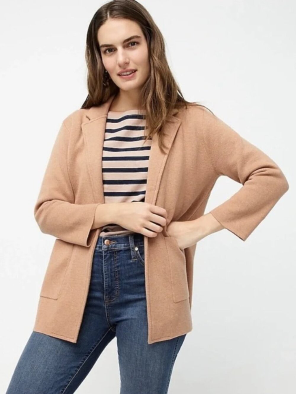 J. Crew Sophie Open Front Sweater Blazer Merino Wool size Medium